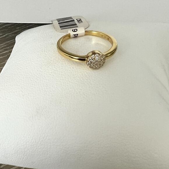 Anna Zuckerman Olivia 58 CZ Cluster Solitaire Gold Plated Sterling Ring SZ 5 - Picture 2 of 4